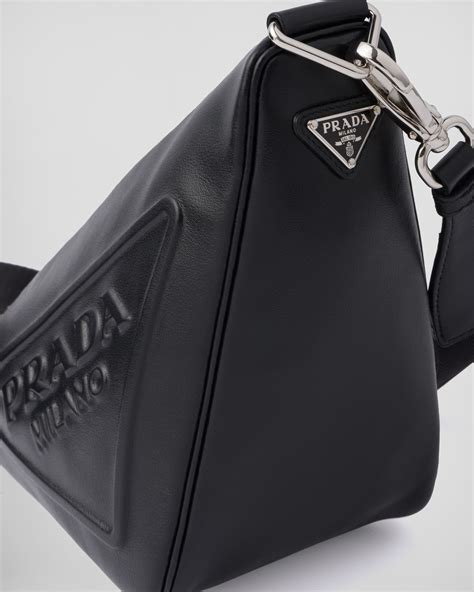 large leather prada triangle bag|Prada triangle leather shoulder bag.